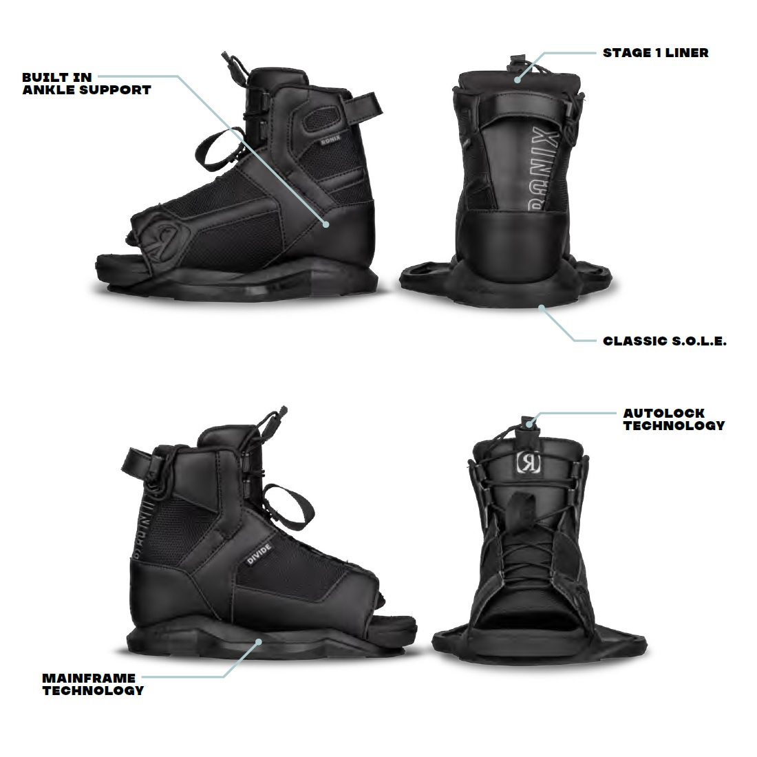 Ronix Divide Kids Wakeboard-Bindungen 4