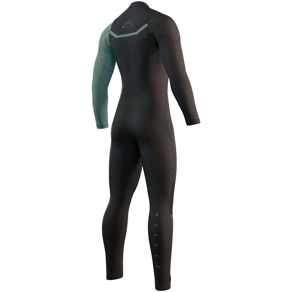 Mystic Marshall Ganzanzug 4/3 mm mit Reißverschluss vorne für Herren in Schwarz/Grün 2
