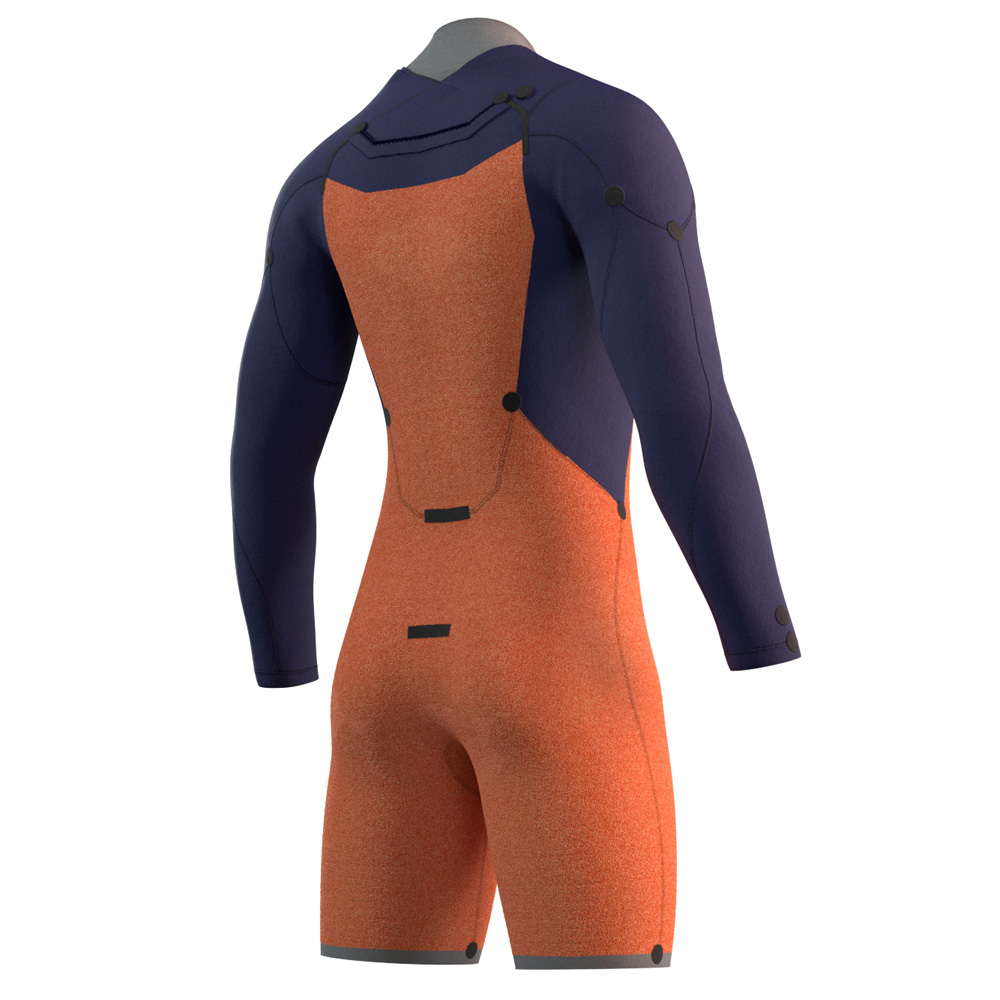 Mystic Marshall Longarm Shorty 3/2mm Brustreißverschluss Herren blau/gelb 4