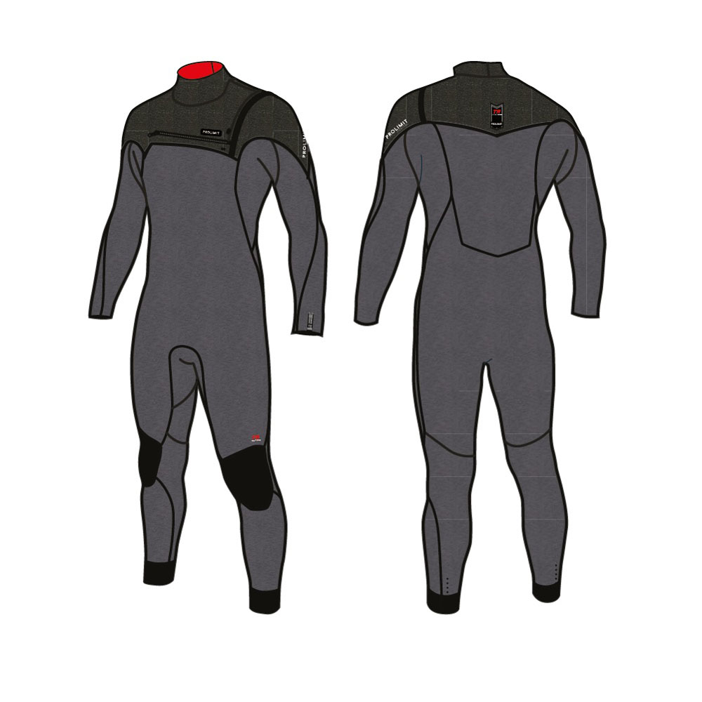 Prolimit Mercury Steamer Free-X 4/3 mm Brustreißverschluss Herren Grau/Schwarz foto 1