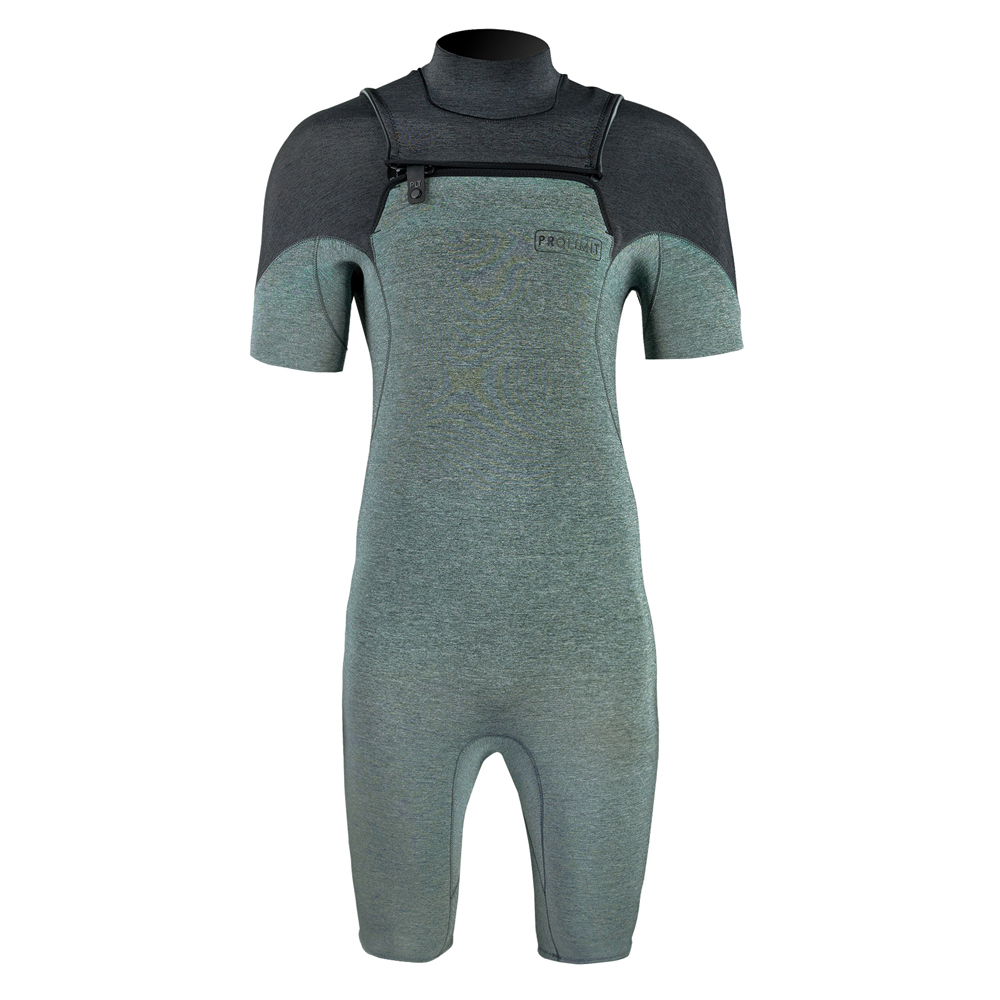 Prolimit Mercury Shorty Herren Schwarz/Blaugrün Brustreißverschluss 2/2 mm 2