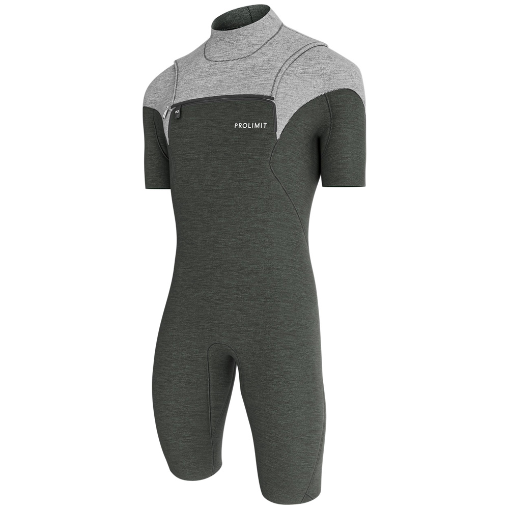 Prolimit Mercury Shorty 2/2 mm Neoprenanzug Herren Brustreißverschluss grau foto 1