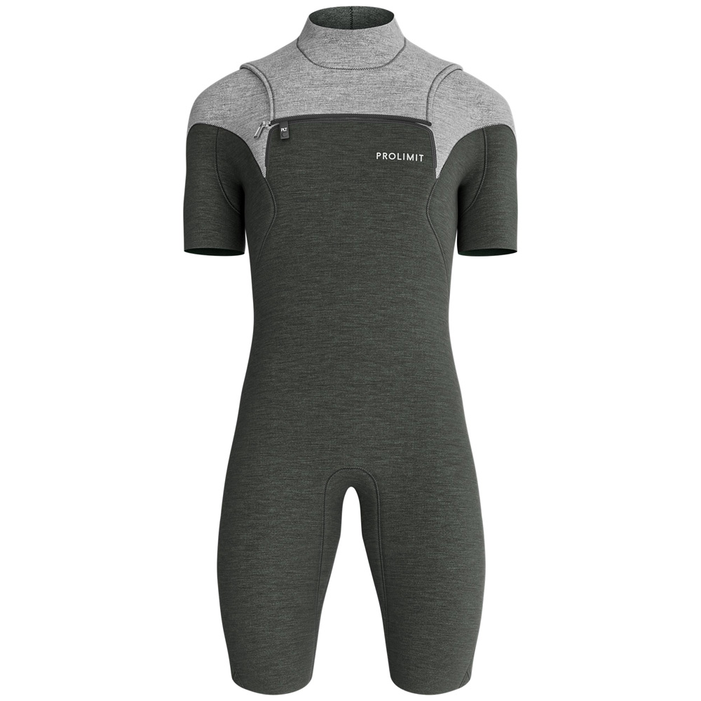 Prolimit Mercury Shorty 2/2 mm Neoprenanzug Herren Brustreißverschluss grau 2