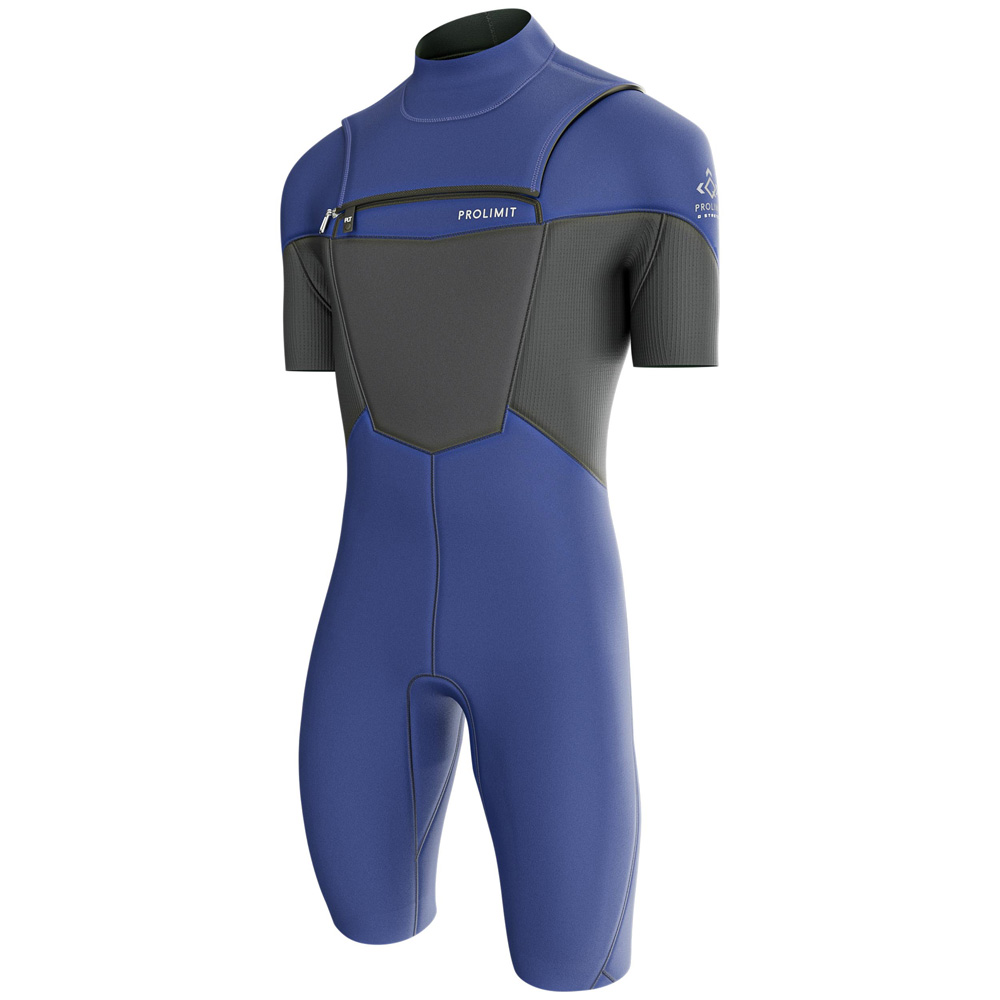 Prolimit Fusion Shorty 2/2 mm Neoprenanzug Herren Brustreißverschluss blau foto 1