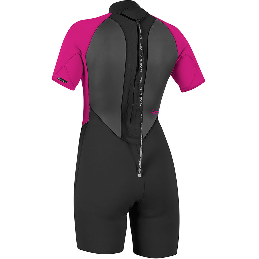 Oneill Reactor-2 2mm Rückenreißverschluss Shorty Damen schwarz/rosa 2