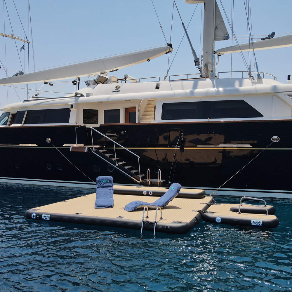 SeaRaft Teak Deck Schwarz Medium Aufblasbares Plattform Foto 12