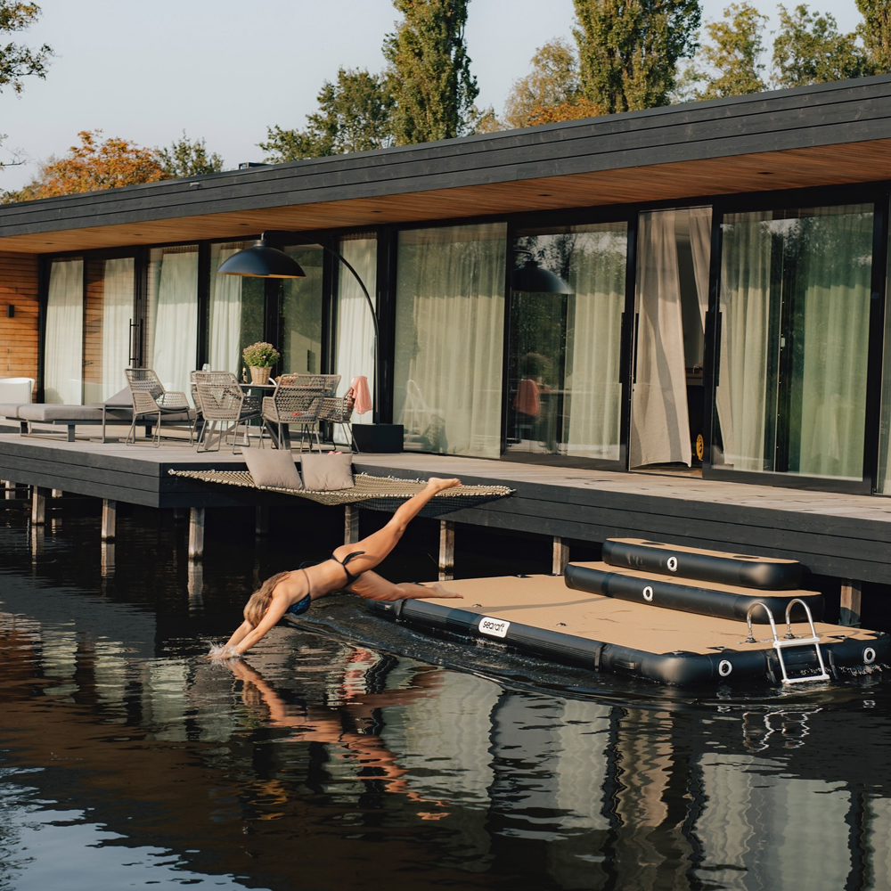 SeaRaft Teak Deck Schwarz Medium Aufblasbares Plattform Foto 5