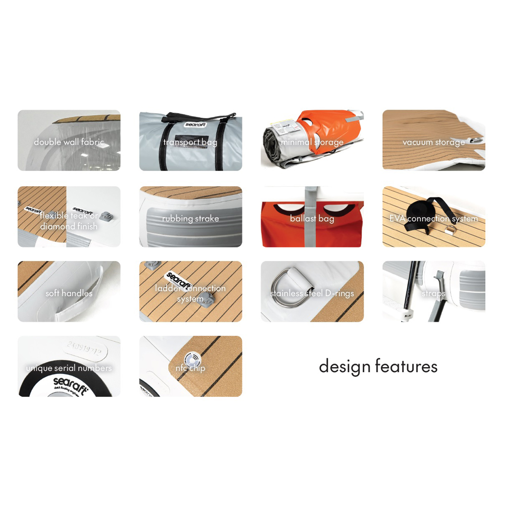 SeaRaft Teak Deck Schwarz X-Large Aufblasbares Plattform 18