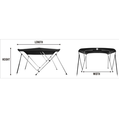 Talamex Bimini-Top Deluxe 3-Bogen 183 x 137-152 x 117cm Schwarz 2