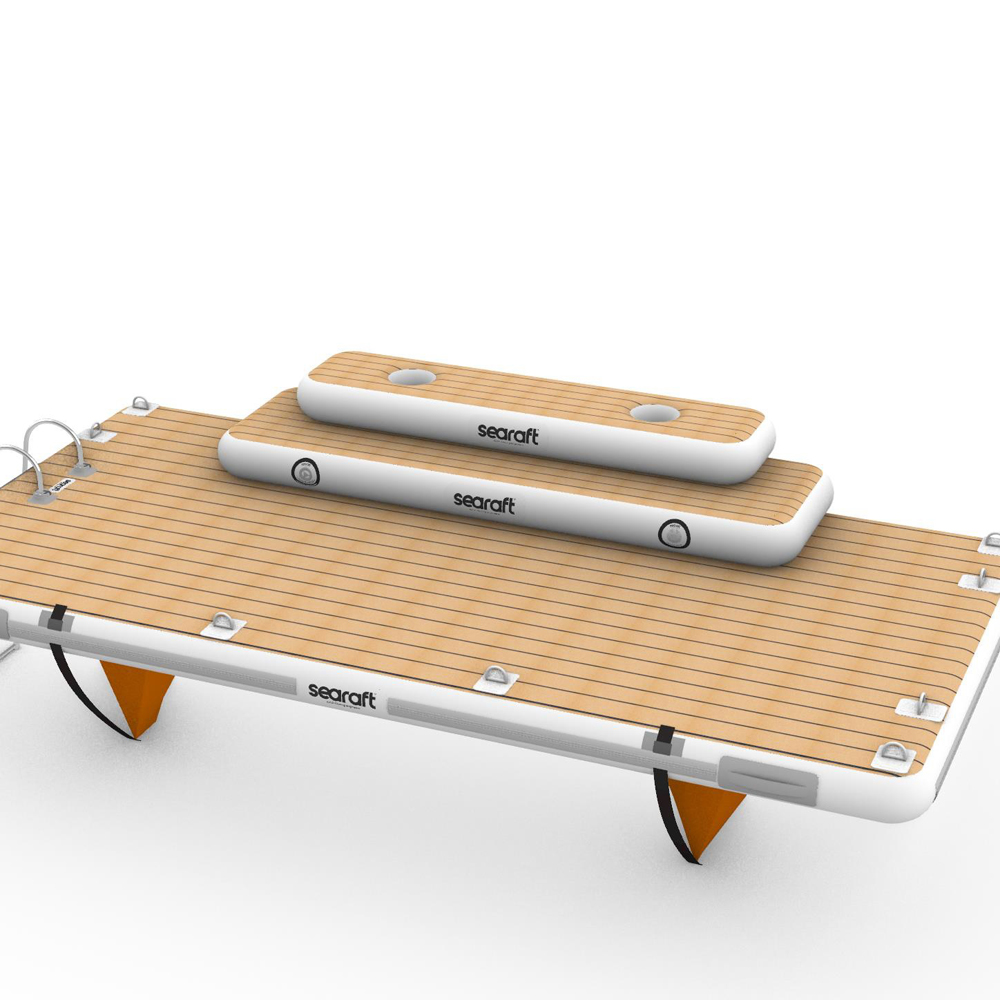 SeaRaft Airstep Transom Bumper Large Teak Deck Grau 2