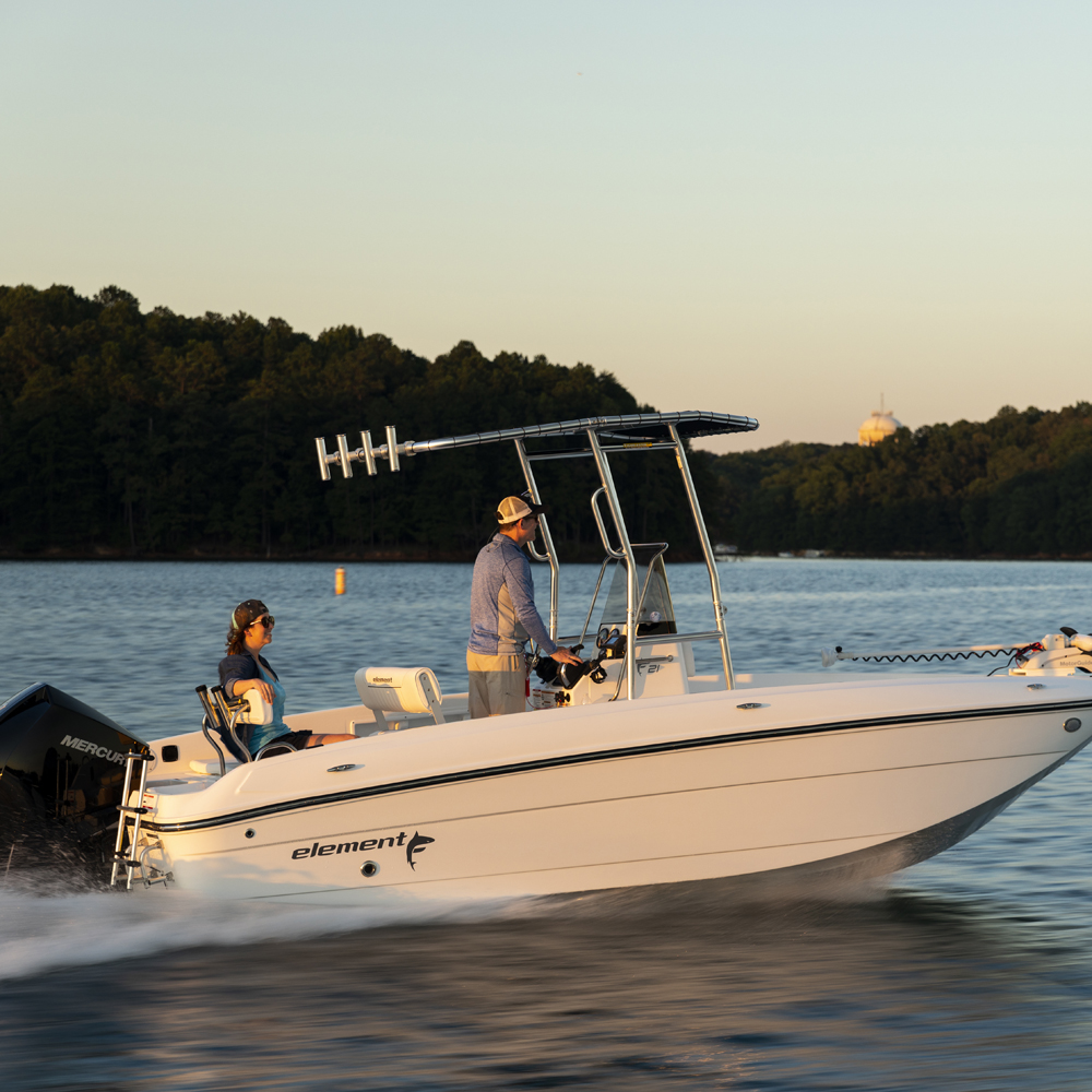 Fishmaster Original T-Top poliert mit Marineblauem Segeltuch 6