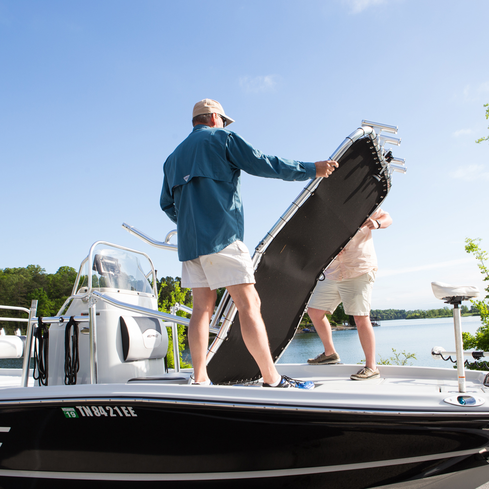 Fishmaster Original T-Top poliert mit schwarzem Segeltuch 14