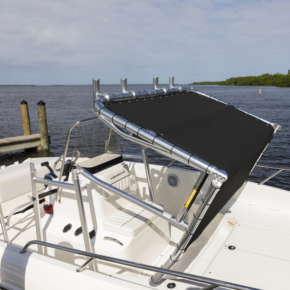 Fishmaster Original T-Top poliert mit rotem Segeltuch 10