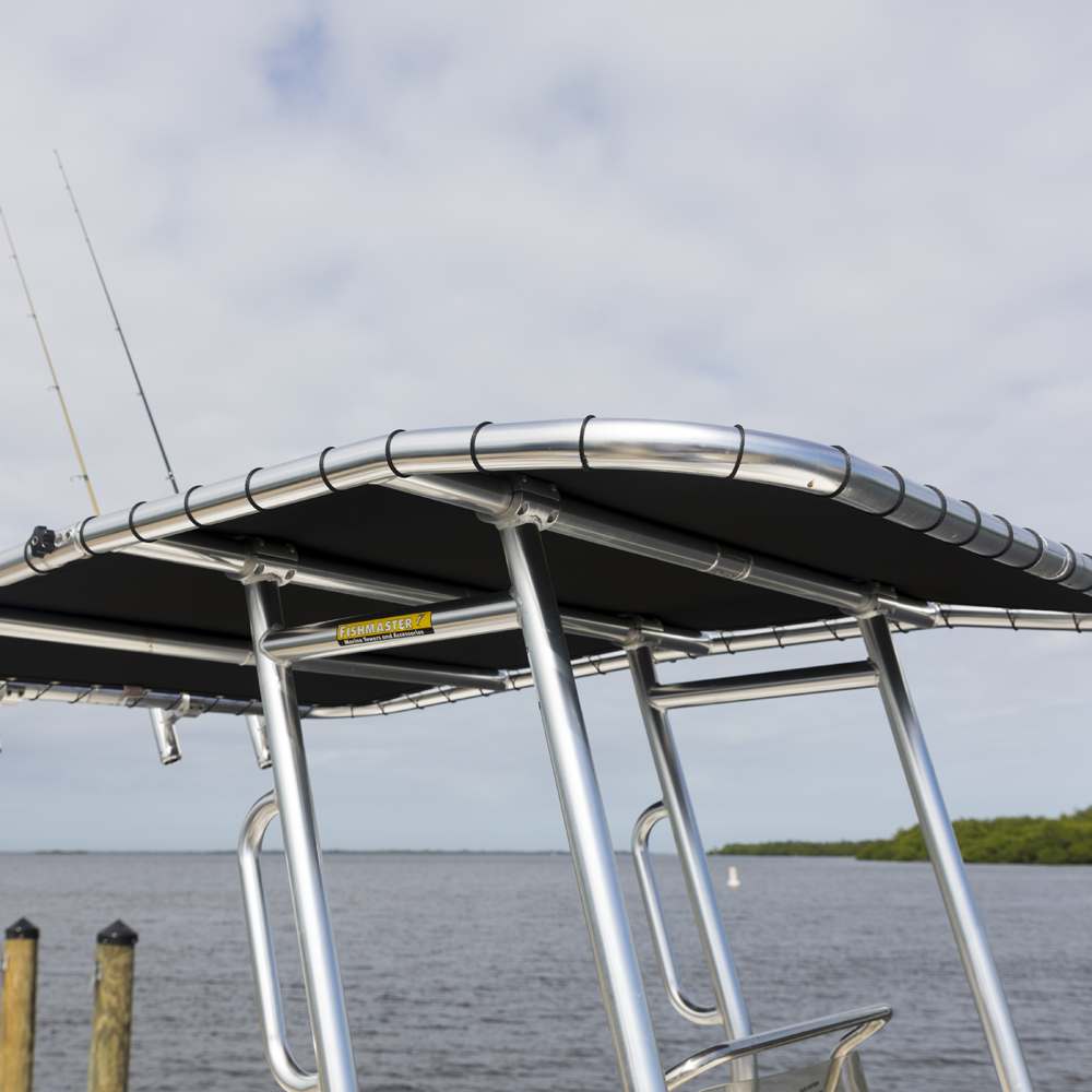 Fishmaster Original T-Top poliert mit rotem Segeltuch 8