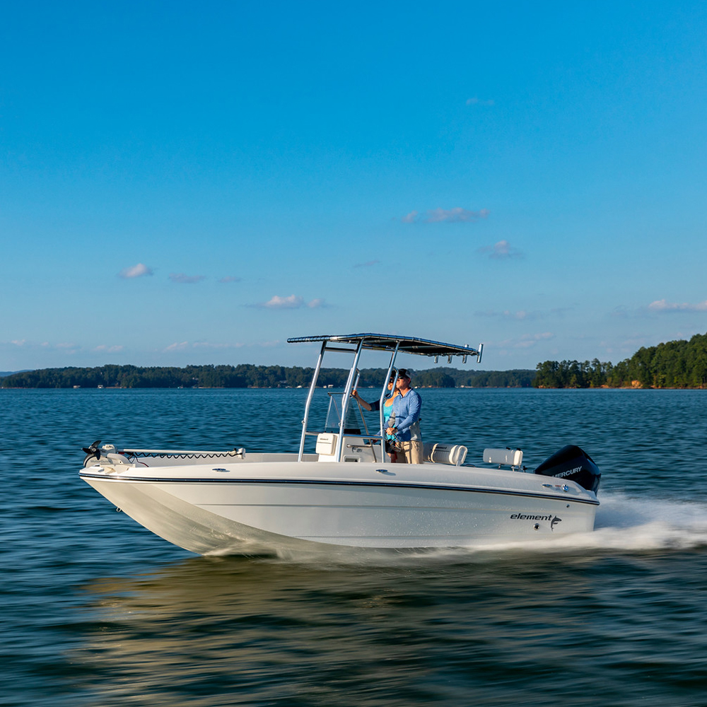 Fishmaster Original T-Top weiß mit Marineblauem Segeltuch 15