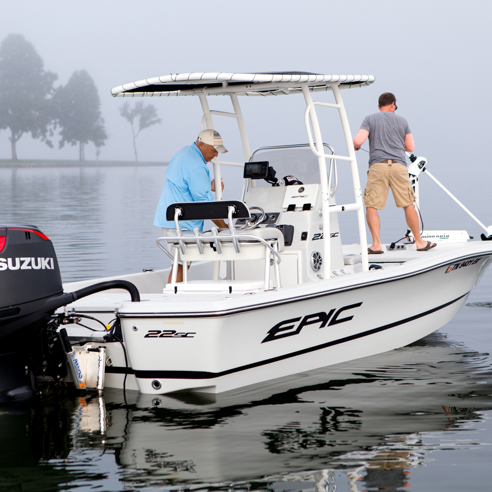 Fishmaster Original T-Top weiß mit Marineblauem Segeltuch 17