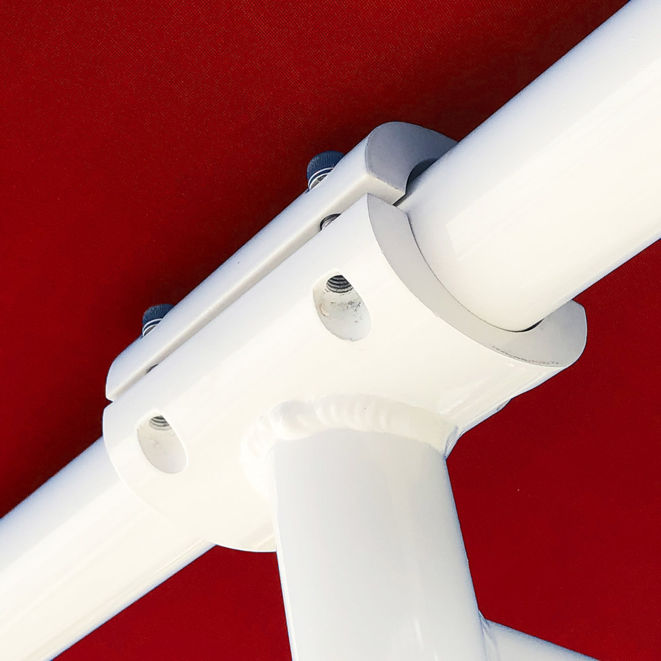 Fishmaster Original T-Top weiß mit rotem Segeltuch 3