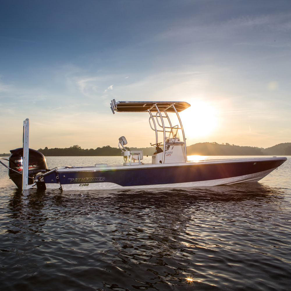 Fishmaster pro T-Top poliert mit Marineblauem Segeltuch 12