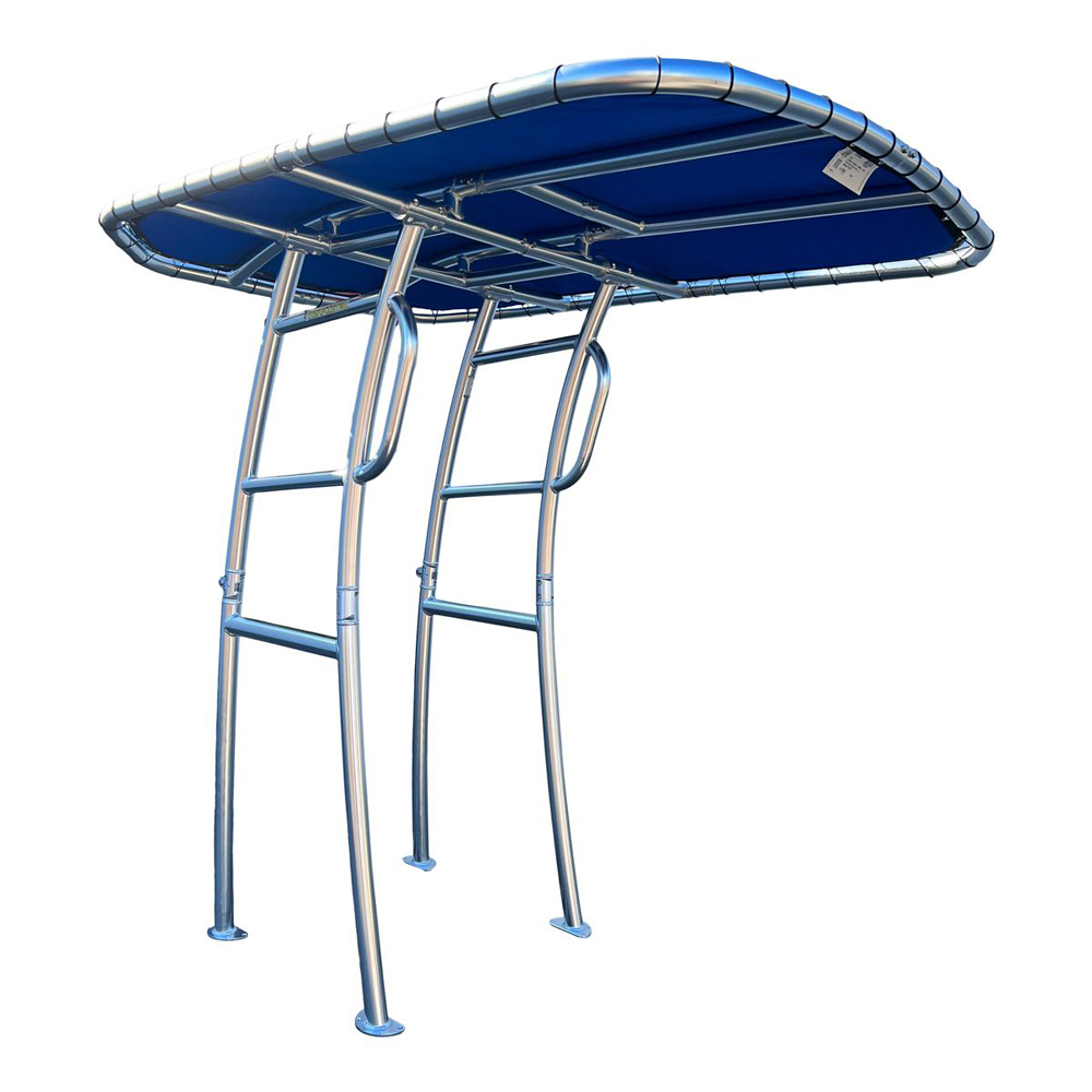 Fishmaster Pro T-Top poliert mit blauem Segeltuch 3