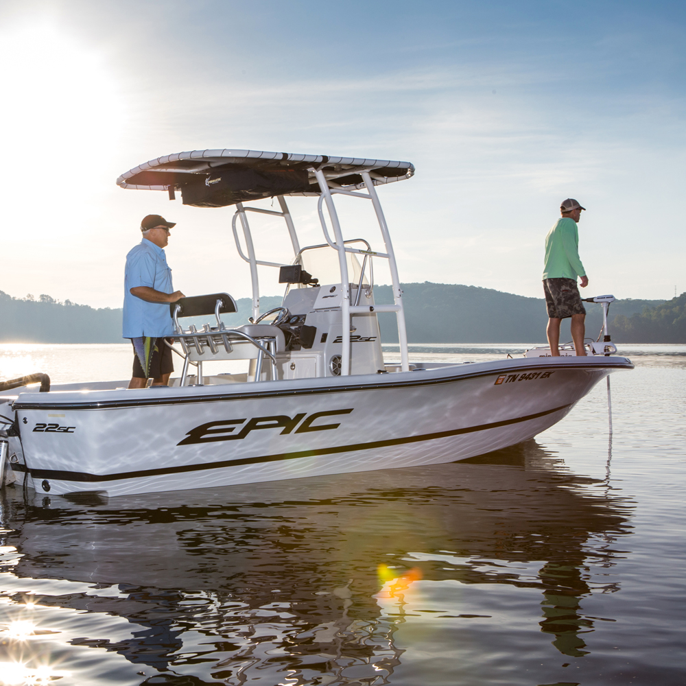 Fishmaster pro T-Top weiß mit marineblauem Segeltuch 8