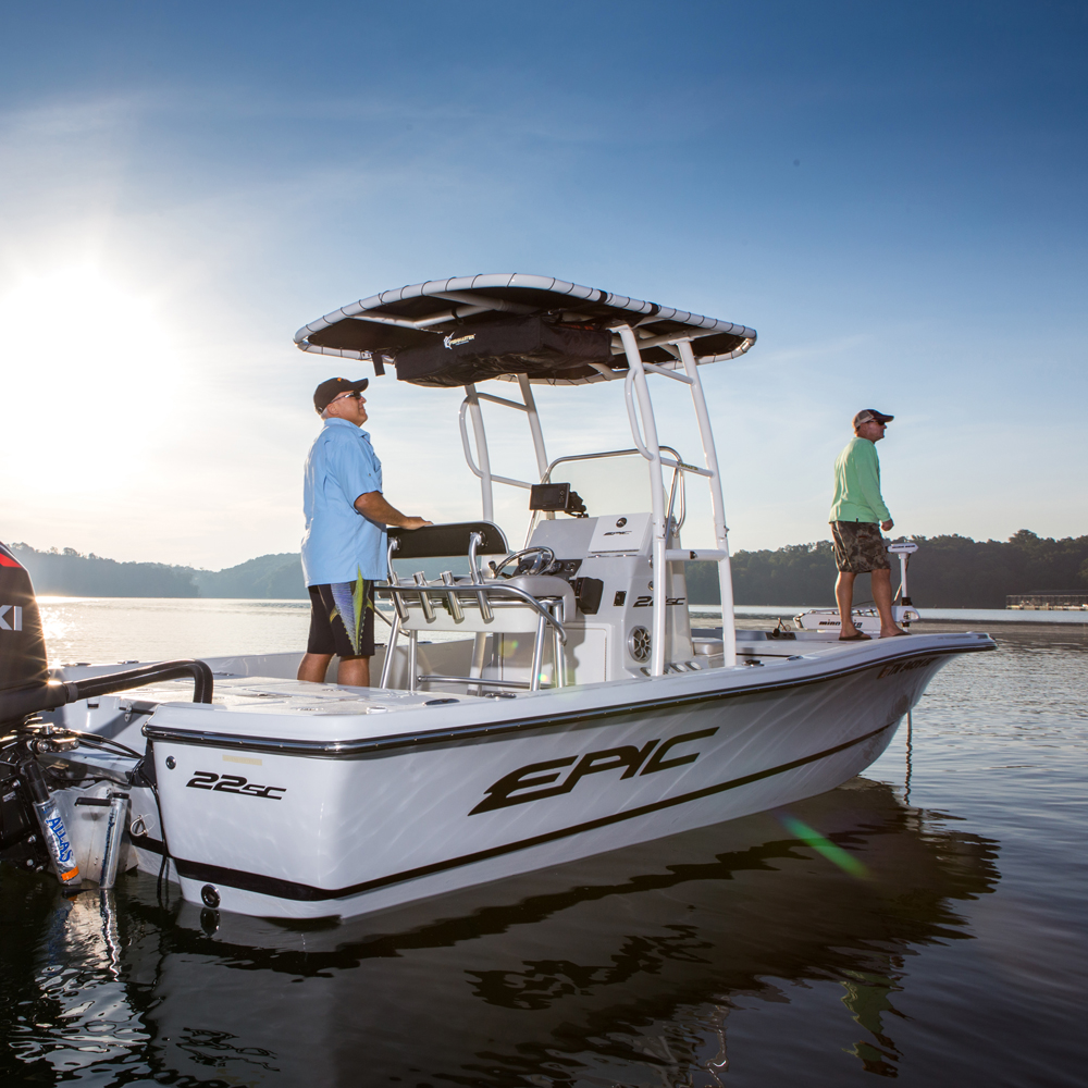 Fishmaster Pro T-Top weiß mit blauem Segeltuch 9