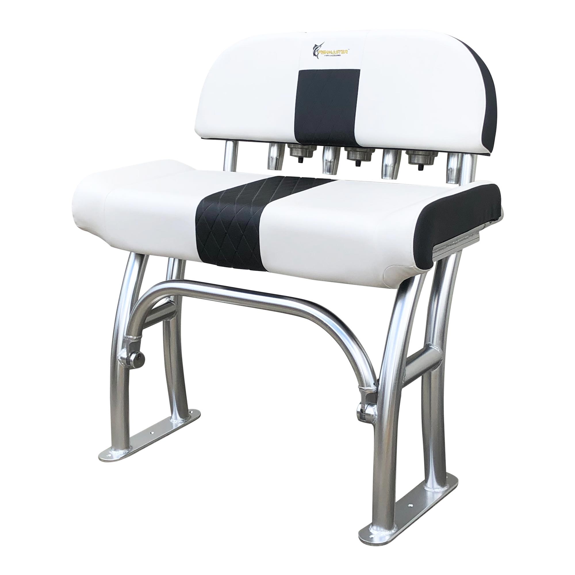 Fishmaster Pro T-Top Stuhl poliert mit weißem Kissen inkl. Rückenlehne 2