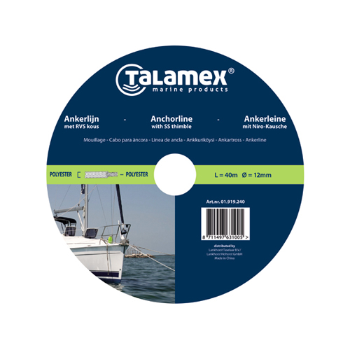 Talamex Ankerleine Polyester geflochten mit Blei 12mm x 40m 4