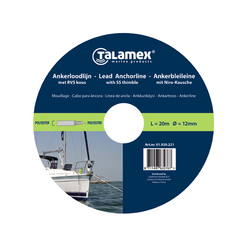 Talamex Ankerleine Polyester geflochten mit Blei 12mm x 40m 5